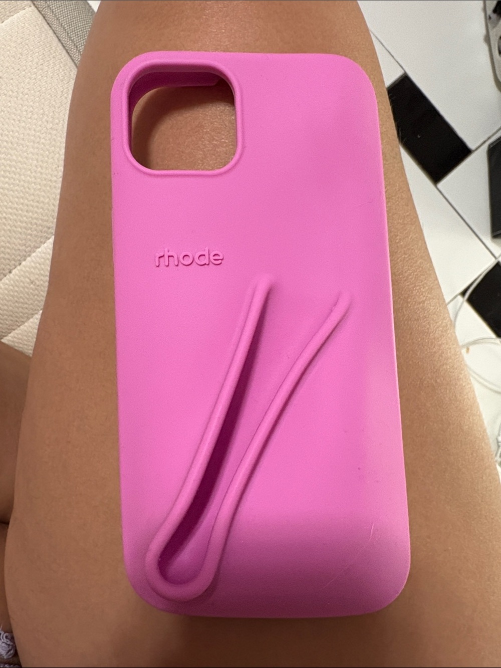 RHODE Bright Pink Silicone iPhone Case with Built-In Strap
